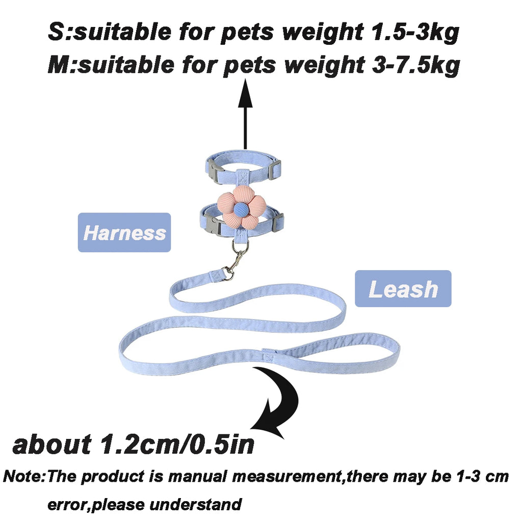 Adjustable Escape-Proof Cat Harness & Leash Set – Breathable, Lightweight & No-Pull Design for Safe Outdoor Walks (S-M, Fits 1.5-7.5kg)