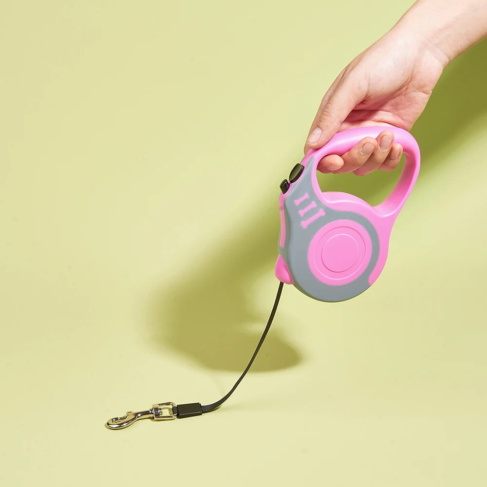 Retractable Dog Leash – Strong Nylon, 3m & 5m, for Small to Large Dogs & Cats