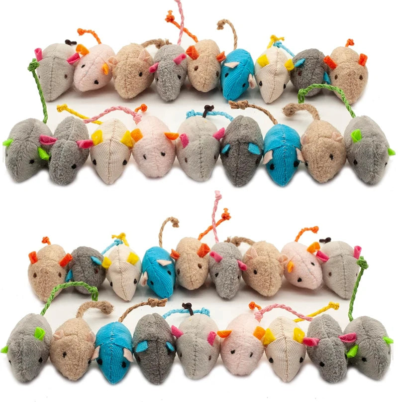 Catnip Faux Fur Rattle Mouse Cat Toy – Plush Mice for Indoor Cats (3–200 pcs)