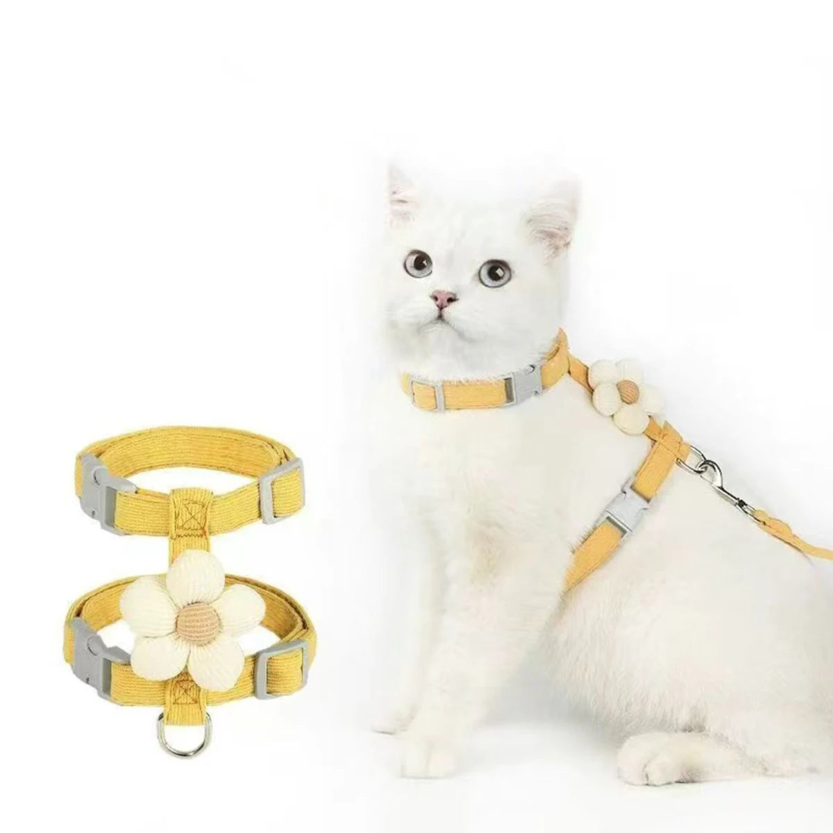 Adjustable Escape-Proof Cat Harness & Leash Set – Breathable, Lightweight & No-Pull Design for Safe Outdoor Walks (S-M, Fits 1.5-7.5kg)